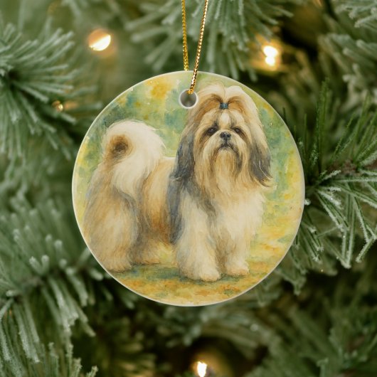 Shih Tzu Keramisch Ornament (Boom)