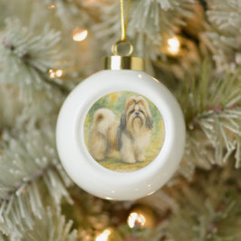 Shih Tzu Keramische Bal Ornament
