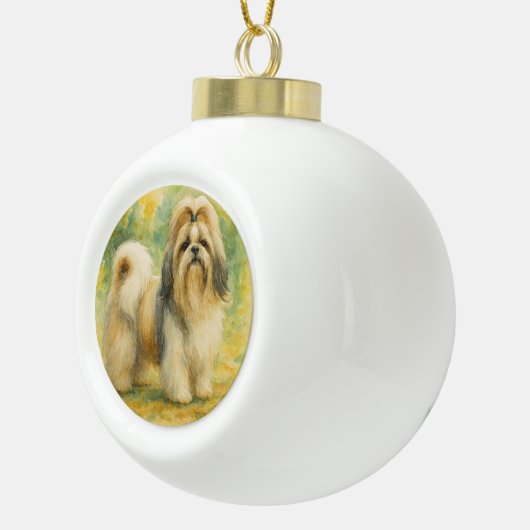 Shih Tzu Keramische Bal Ornament (Rechts)