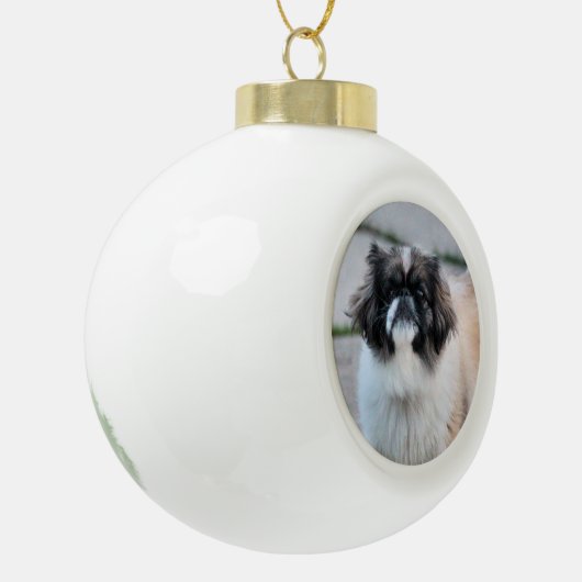 Shih Tzu Keramische Bal Ornament (Links)