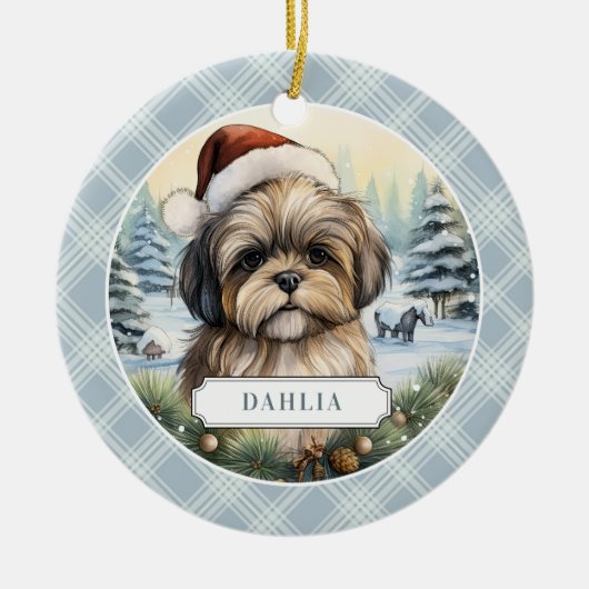 Shih Tzu keramische cirkel Ornament (Voorkant)