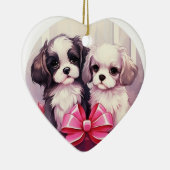 Shih Tzu kerst, hondenherdenkingsgeschenk, hondenl Keramisch Ornament (Rechts)