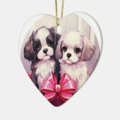 Shih Tzu kerst, hondenherdenkingsgeschenk, hondenl Keramisch Ornament (Links)
