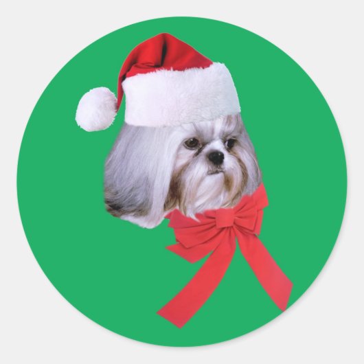 Shih Tzu Kerst sticker (Voorkant)