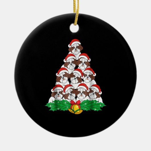 Shih Tzu kerstboom Dog-mas Lover Keramisch Ornament (Voorkant)