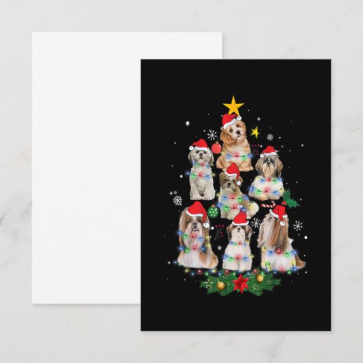 Shih Tzu kerstboom Santa Hat Lights Gifts dec Bedankkaart (Voorkant / Achterkant)