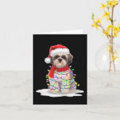 Shih Tzu kerstboom Schattige kerstmuts verlichting Kaart (Gele Bloem)