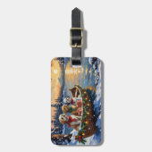 Shih Tzu Kerstboot Vakantie Bagagelabel (Voorkant verticaal)