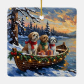 Shih Tzu Kerstboot Vakantie Keramisch Ornament (Achterkant)