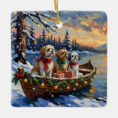 Shih Tzu Kerstboot Vakantie Keramisch Ornament (Voorkant)