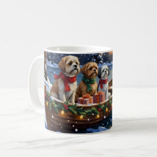 Shih Tzu Kerstboot Vakantie Koffiemok (Voorkant links)