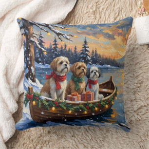 Shih Tzu Kerstboot Vakantie Kussen
