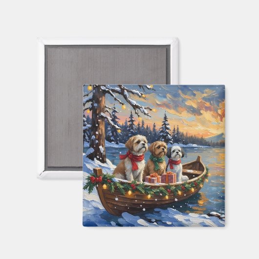 Shih Tzu Kerstboot Vakantie Magneet (Voorkant / Achterkant)