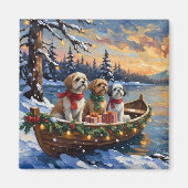Shih Tzu Kerstboot Vakantie Magneet (Voorkant)