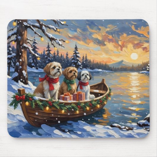 Shih Tzu Kerstboot Vakantie Muismat (Voorkant)