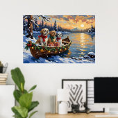 Shih Tzu Kerstboot Vakantie Poster (Thuiskantoor)