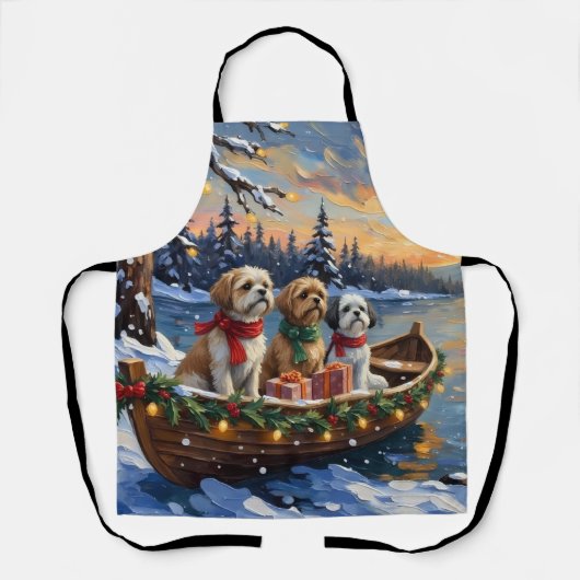 Shih Tzu Kerstboot Vakantie Schort (Voorkant)