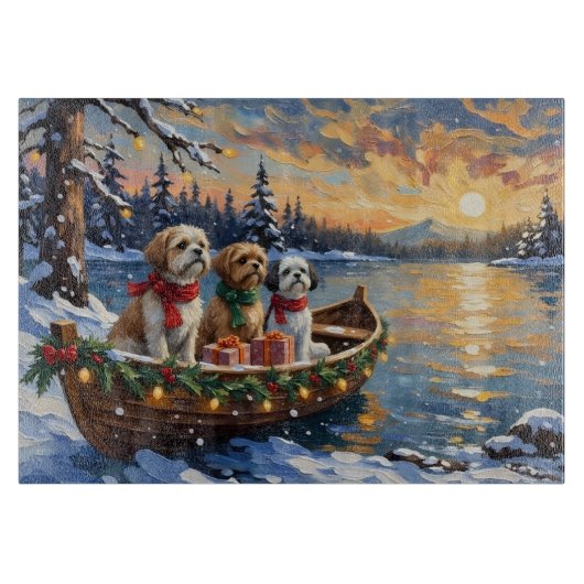 Shih Tzu Kerstboot Vakantie Snijplank (Voorkant)