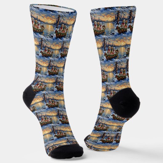 Shih Tzu Kerstboot Vakantie Sokken (Gebogen)