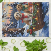 Shih Tzu Kerstboot Vakantie Theedoek (Gevouwen)