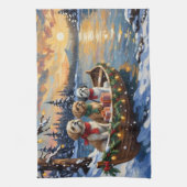 Shih Tzu Kerstboot Vakantie Theedoek (Verticaal)