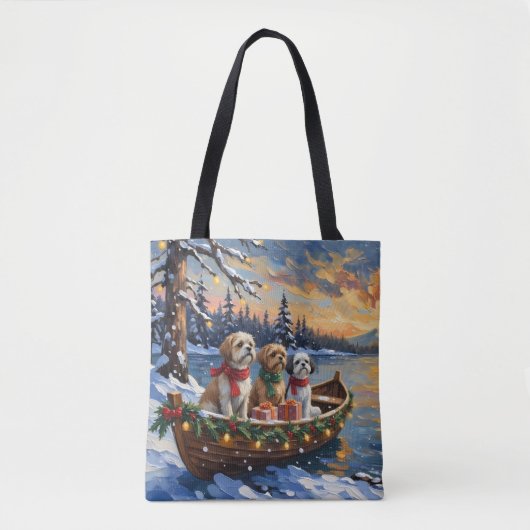 Shih Tzu Kerstboot Vakantie Tote Bag (Voorkant)