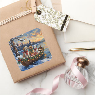 Shih Tzu Kerstboot Vakantie Vierkante Sticker
