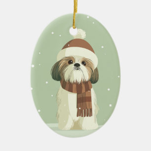 Shih Tzu Kerstcadeau Keramisch Ornament