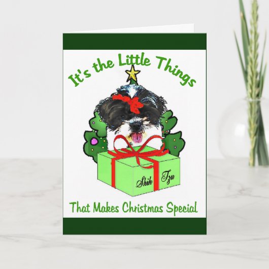 Shih Tzu kerstcadeaus Feestdagen Kaart (Voorkant)
