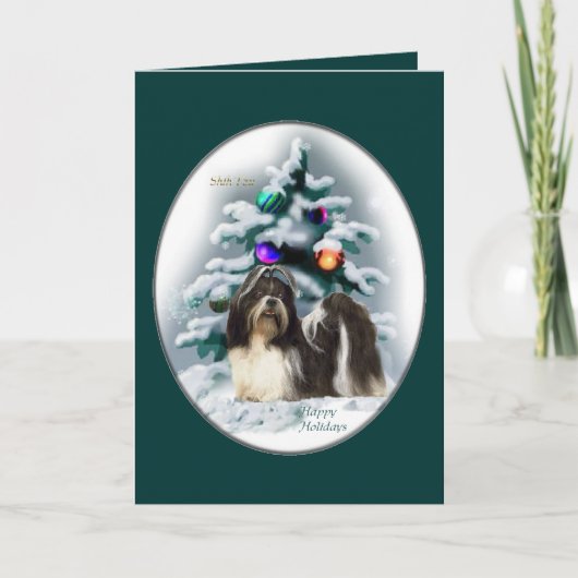 Shih Tzu kerstcadeaus Feestdagen Kaart (Voorkant)