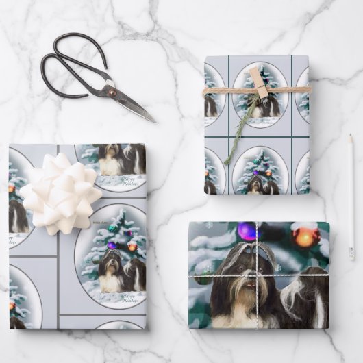 Shih Tzu kerstcadeaus Inpakpapier Vel (Voorkant)