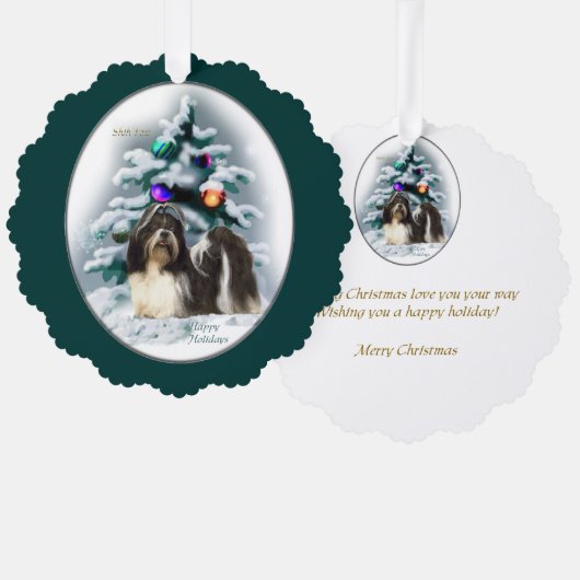 Shih Tzu kerstcadeaus Ornament Kaart (Voorkant / Achterkant)