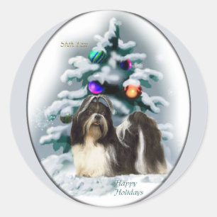 Shih Tzu kerstcadeaus Ronde Sticker