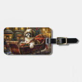 Shih Tzu Kerstfeest Seizoen Bagagelabel (Voorkant horizontaal)