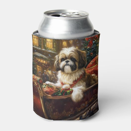 Shih Tzu Kerstfeest Seizoen Blikjeskoeler (Blikje Voorkant)