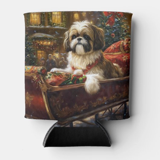 Shih Tzu Kerstfeest Seizoen Blikjeskoeler (Voorkant)