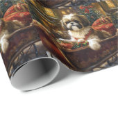 Shih Tzu Kerstfeest Seizoen Cadeaupapier (Rol Hoek)