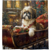 Shih Tzu Kerstfeest Seizoen Douchegordijn (Voorkant)