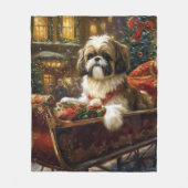 Shih Tzu Kerstfeest Seizoen Fleece Deken (Voorkant)