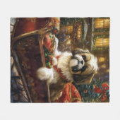 Shih Tzu Kerstfeest Seizoen Fleece Deken (Voorkant (Horizontaal))