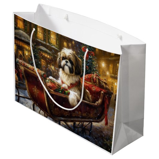 Shih Tzu Kerstfeest Seizoen Groot Cadeauzakje (Achterkant Gekanteld)