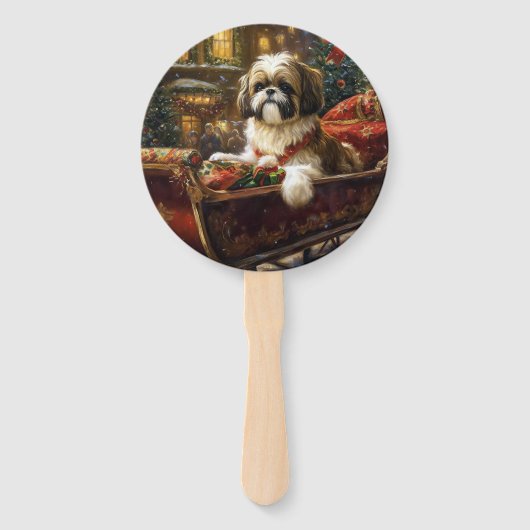Shih Tzu Kerstfeest Seizoen Handwaaier (Voorkant)