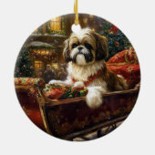 Shih Tzu Kerstfeest Seizoen Keramisch Ornament (Achterkant)