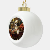 Shih Tzu Kerstfeest Seizoen Keramische Bal Ornament (Rechts)