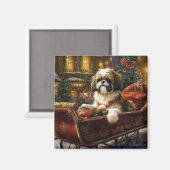 Shih Tzu Kerstfeest Seizoen Magneet (Voorkant / Achterkant)