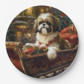Shih Tzu Kerstfeest Seizoen Papieren Bordje (Voorkant)