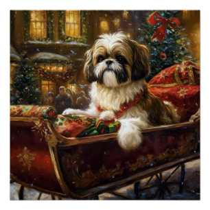 Shih Tzu Kerstfeest Seizoen Perfect Poster