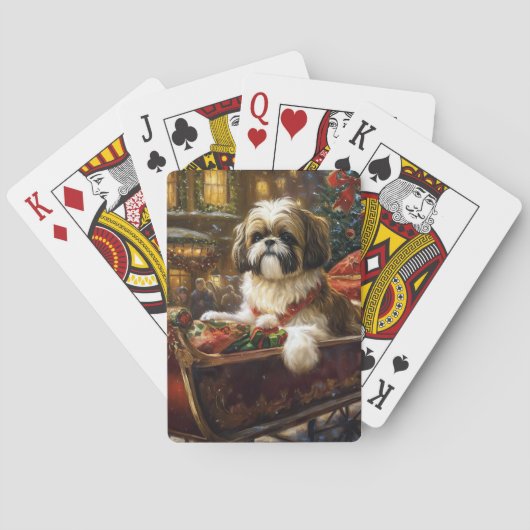 Shih Tzu Kerstfeest Seizoen Pokerkaarten (Achterkant)