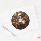 Shih Tzu Kerstfeest Seizoen Ronde Sticker (Envelop)