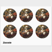 Shih Tzu Kerstfeest Seizoen Ronde Sticker (Vel)
